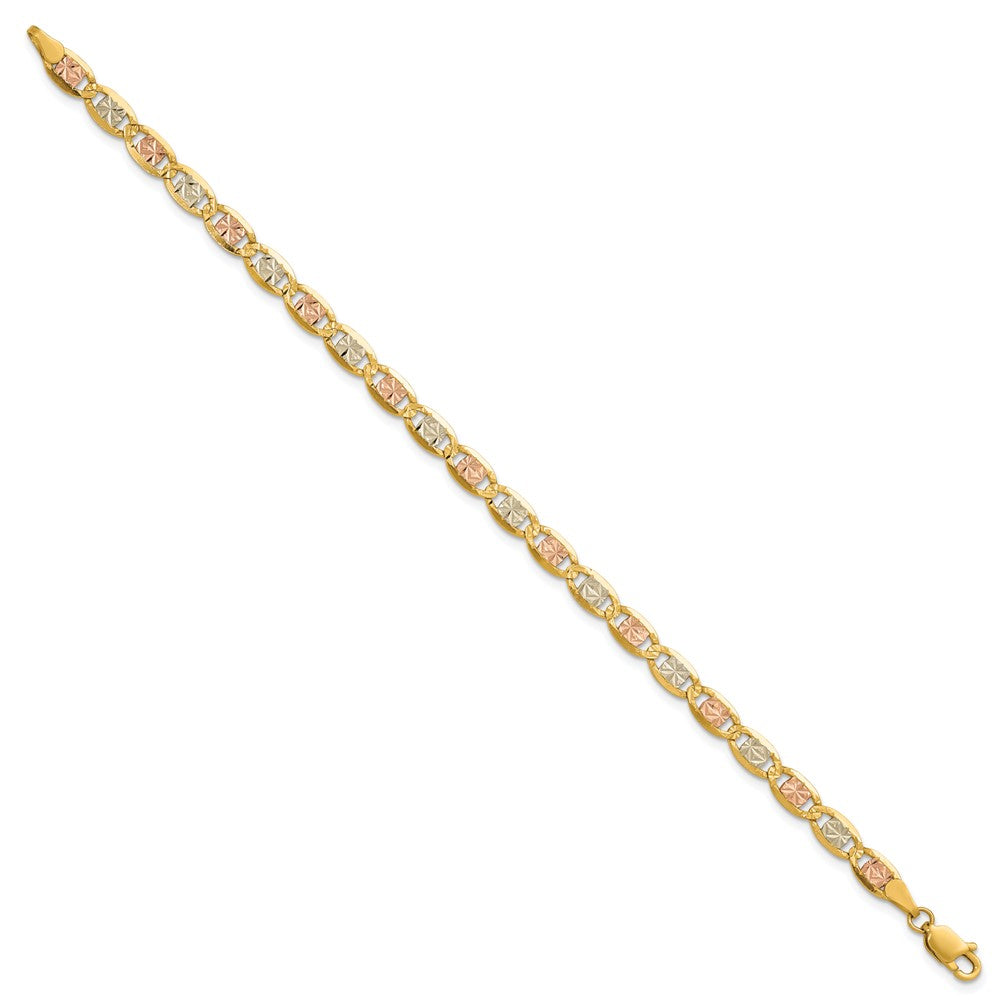 14k 4.65mm Tri-color Gold Pav‚ Valentino Chain
