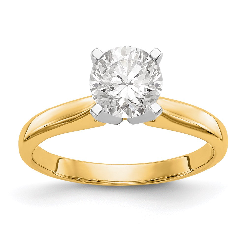 14k Two-Tone 1/3 carat Medium-Weight High Shoulder Airline Half-Round 4-Prong Round Solitaire Ring Mounting