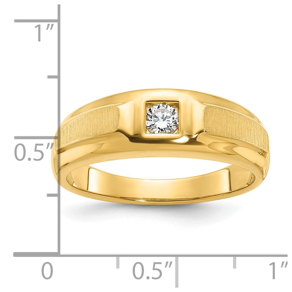 14k IBGoodman Men's Polished and Satin 1/6 carat Diamond Complete Ring