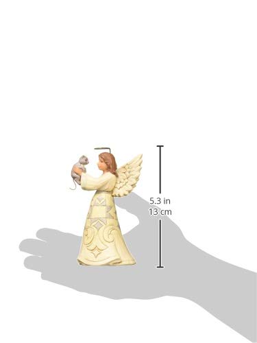 Enesco Jim Shore Heartwood Creek Collection Farmhouse Angel with Cat Failthful Friend Figurine, 5.2", White