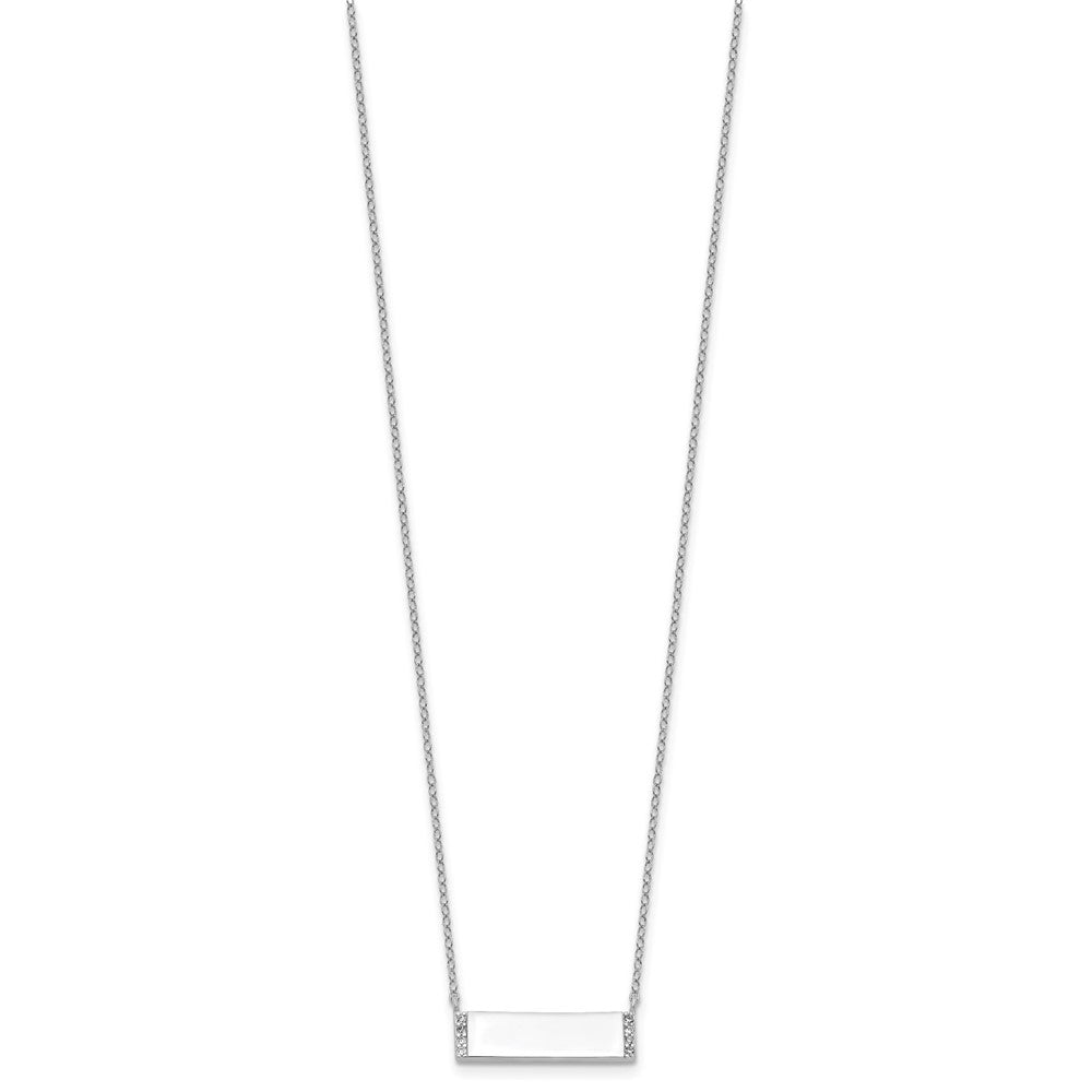 Cheryl M Sterling Silver Rhodium-plated Polished CZ Bar Necklace 18 Inches