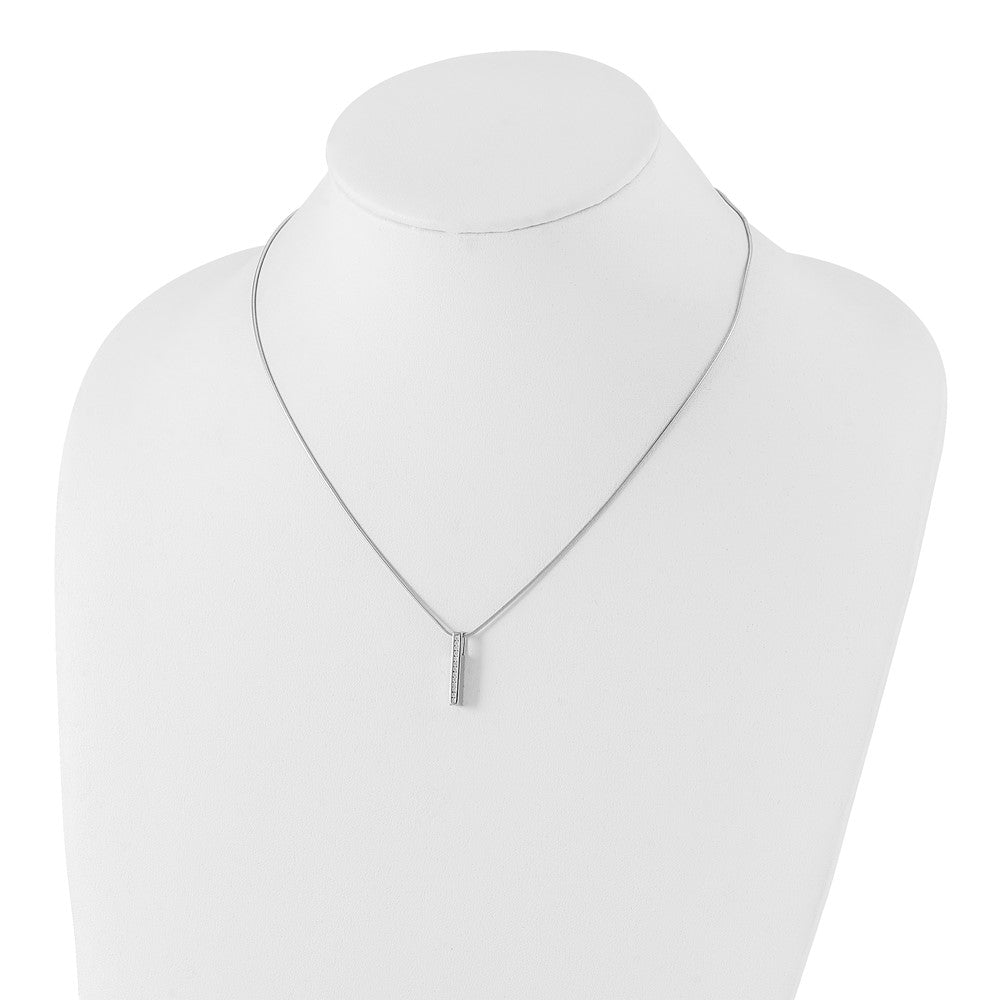 14k White Gold 1/8 carat Lab Grown Diamond VS/SI+ G+ 18 inch Vertical Bar Pendant Necklace