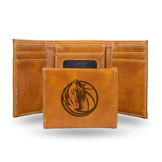 Basketball Rico Industries Dallas  Brown Laser Engraved Trifold Laser Engraved Tri-Fold Wallet - Men's Accessory