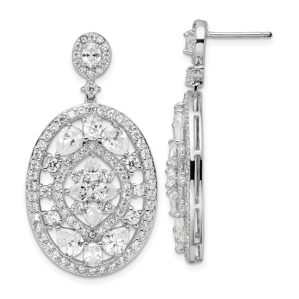 Cheryl M Sterling Silver CZ Fancy Post Dangle Earrings