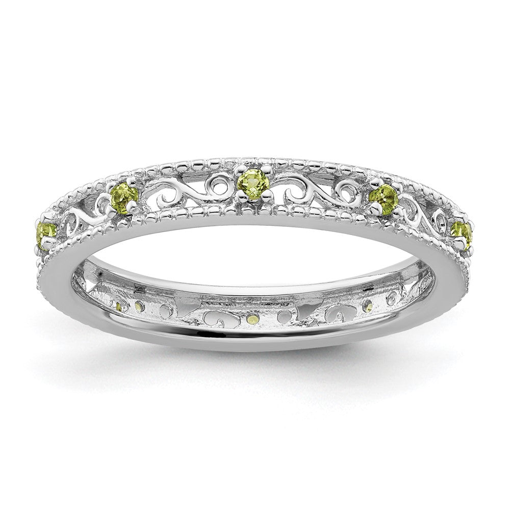 Sterling Silver Stackable Expressions Peridot Ring Size -6