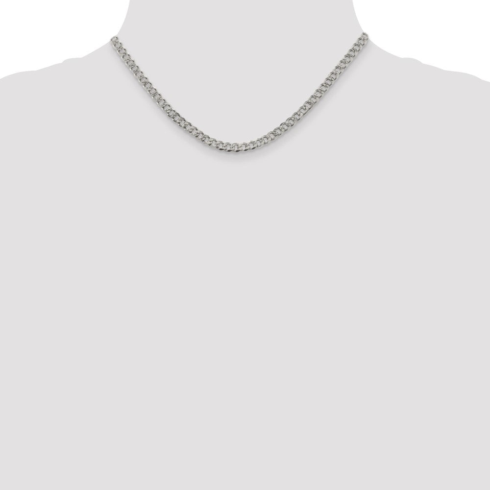 Sterling Silver 4.5mm Pav‚ Curb Chain 16 Inches