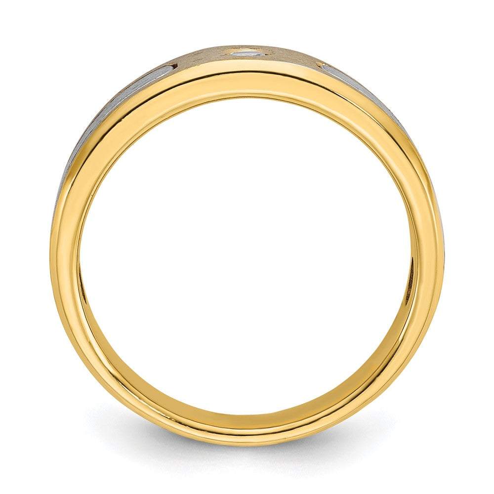 14k Two-tone IBGoodman Men's Polished and Satin 1/10 carat Diamond Complete Ring