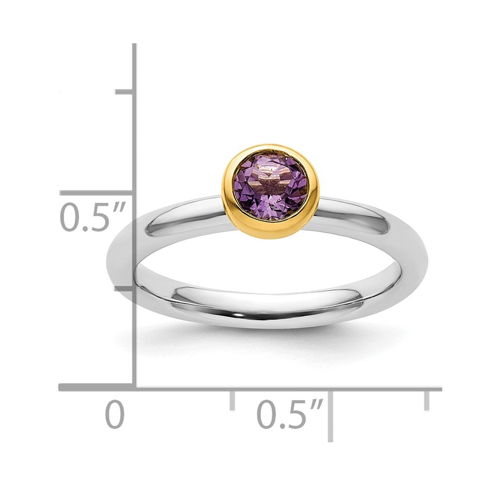 Sterling Silver Stackable Expressions w/Gold-plated Amethyst Ring Size -8