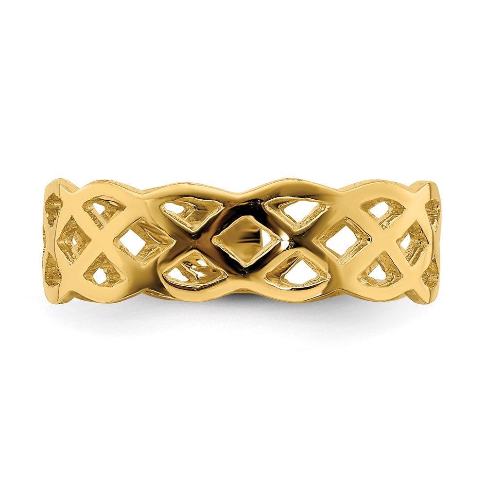 14K Polished Weave Ring Size 7