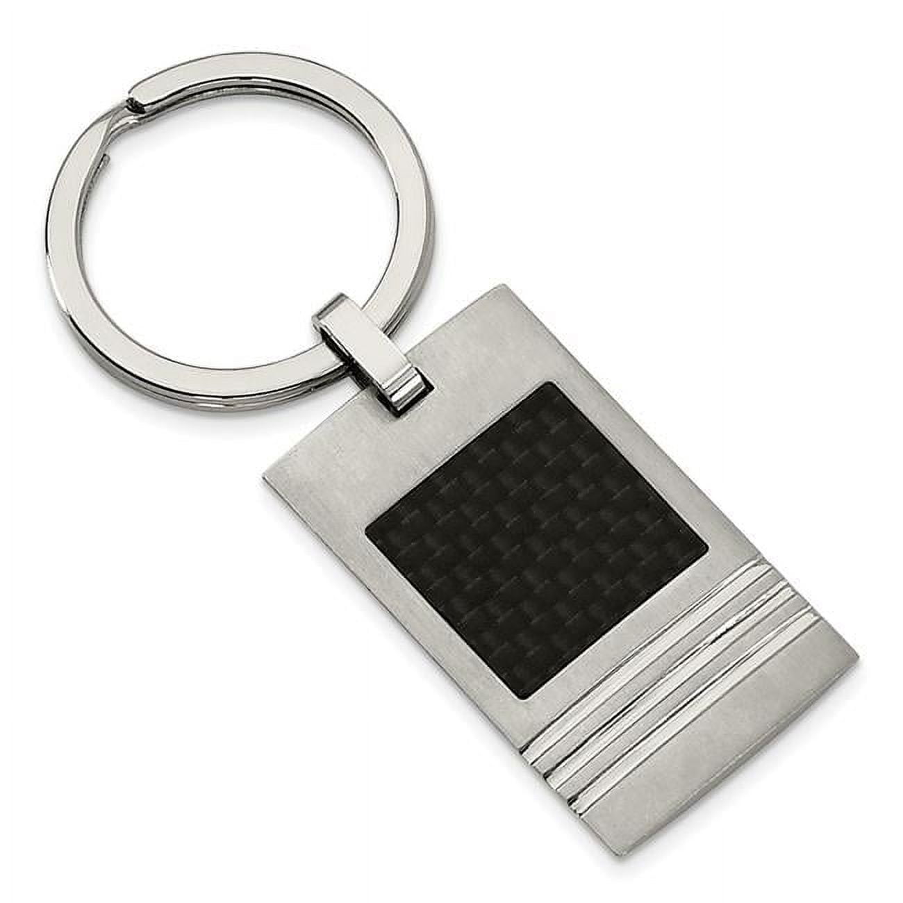 Chisel SRK113 Stainless Steel Brushed Black Carbon Fiber Inlay Key Ring