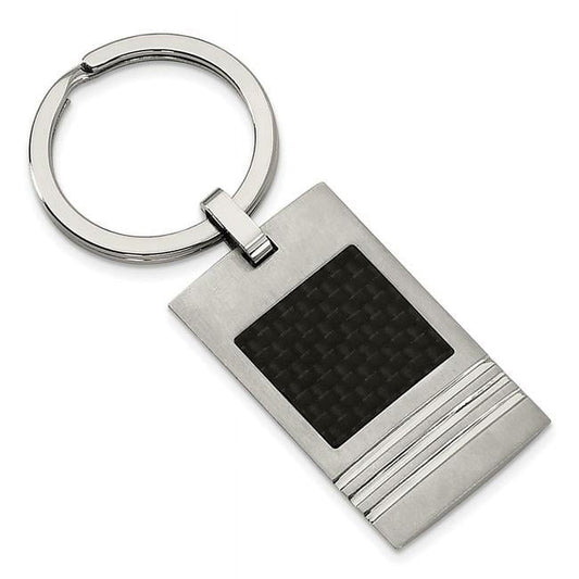 Chisel SRK113 Stainless Steel Brushed Black Carbon Fiber Inlay Key Ring