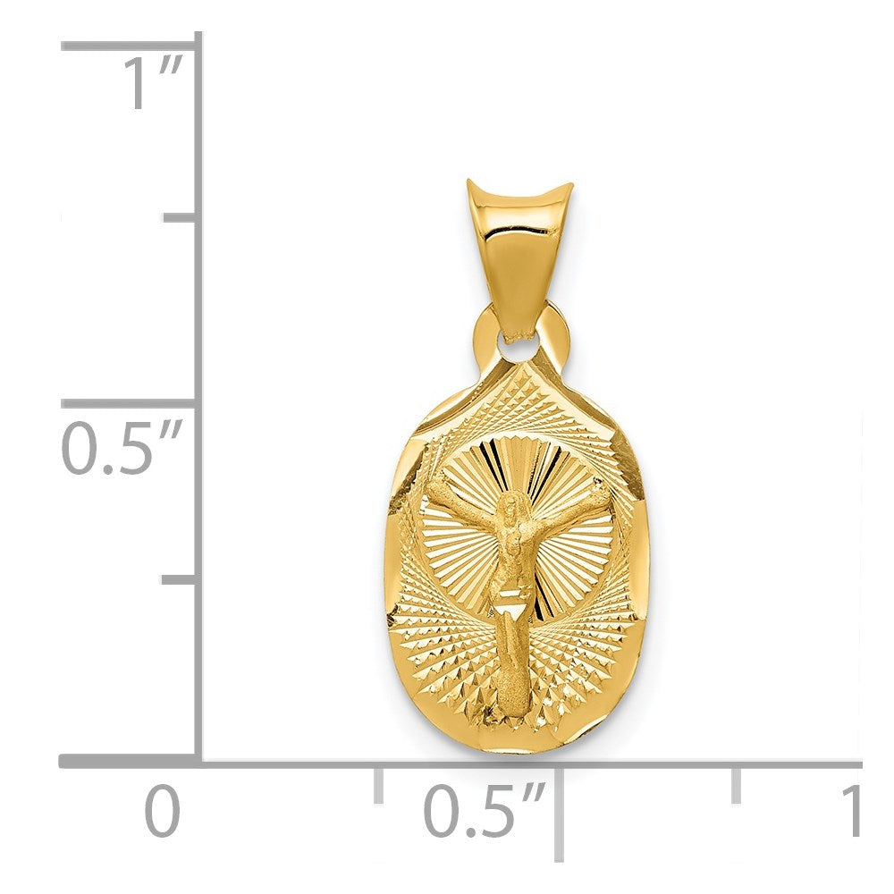 14K Polished D/C Corpus Oval Pendant