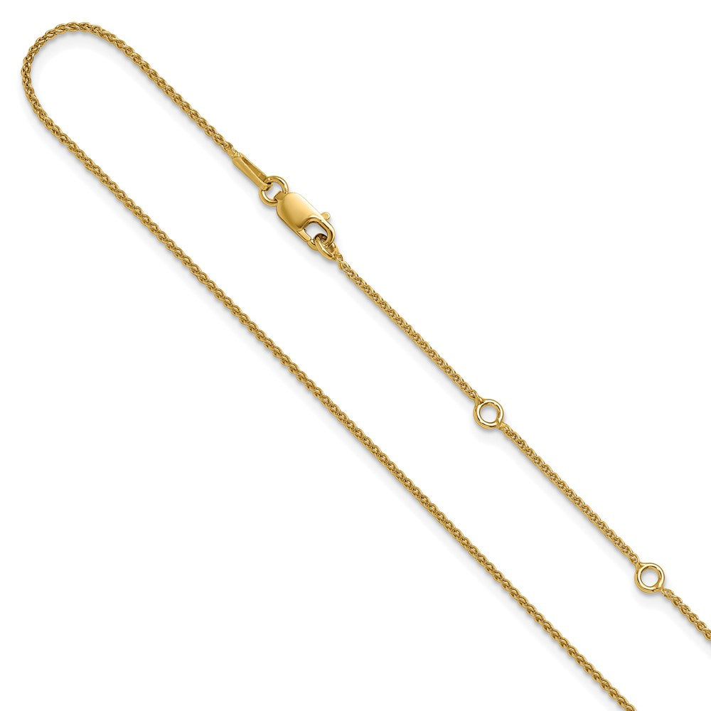 Sterling Silver Gold-plated 1mm Spiga 1in+1in Adjustable Chain