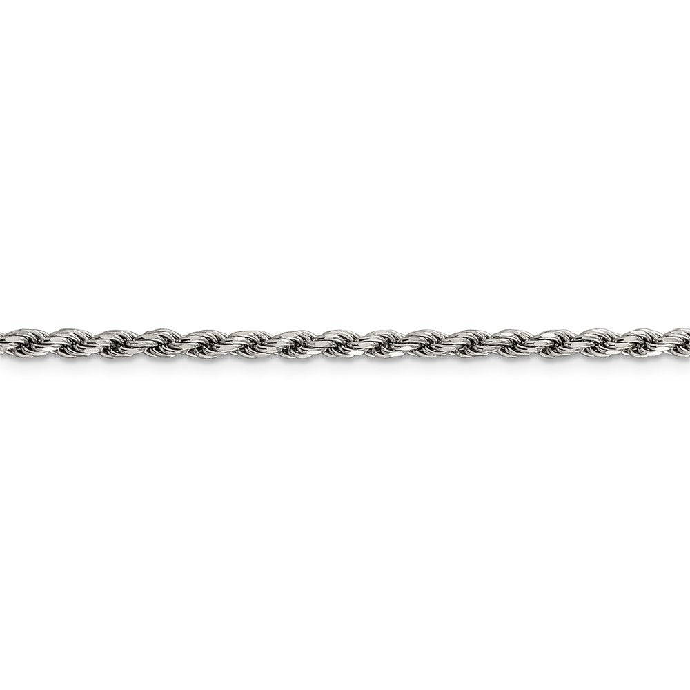 Sterling Silver Rhodium-plated 2.75mm Diamond-cut Rope Chain 28 Inches