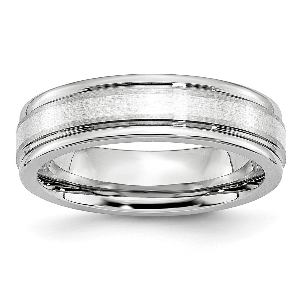 Cobalt Sterling Silver Inlay Satin and Polished 6mm Band Size - 7