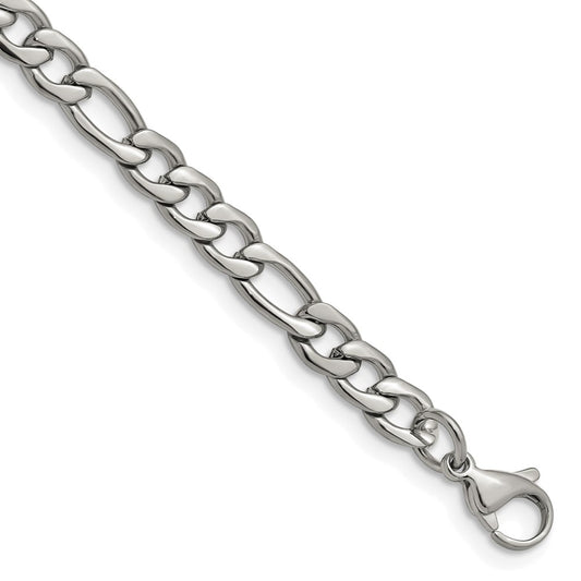 Stainless Steel Polished 6.3mm 8in Figaro Chain 8 inches