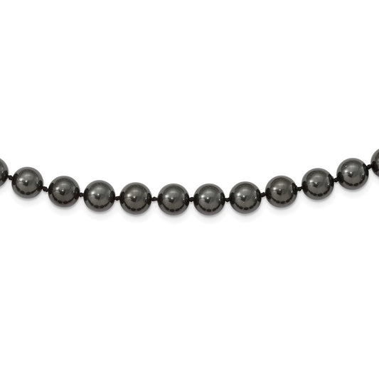 Majestik Sterling Silver Rhodium-plated 10-11mm Black Imitation Shell Pearl Hand-knotted Necklace 24 Inches