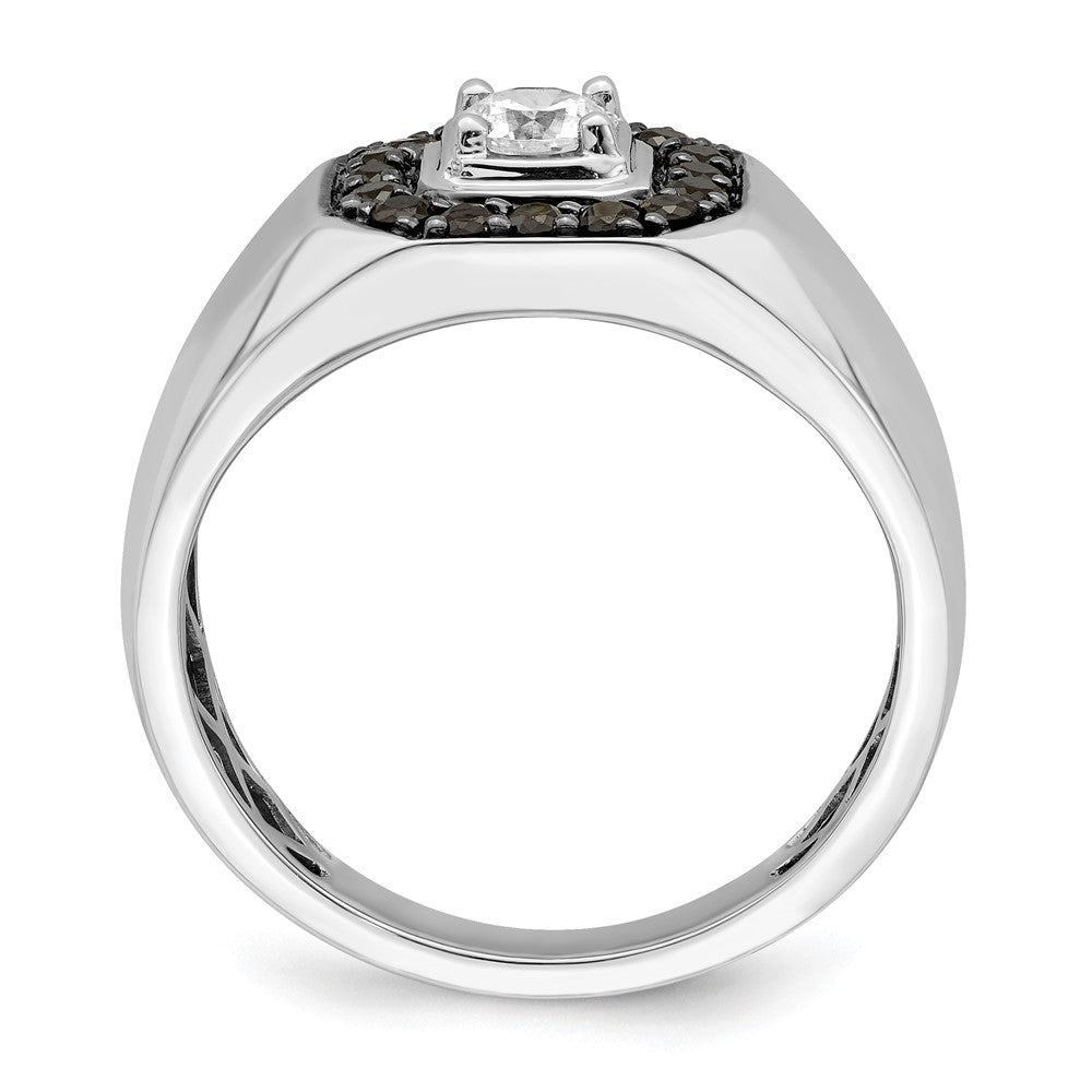 SS Created White Sapph & Genuine Black Sapph Men's Ring