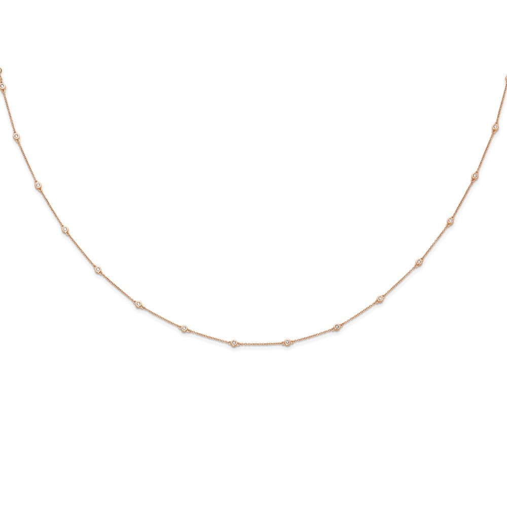True Origin 14k Rose Gold 3/8 carat Lab Grown Diamond VS DEF Sixteen Station 16 inch Necklace