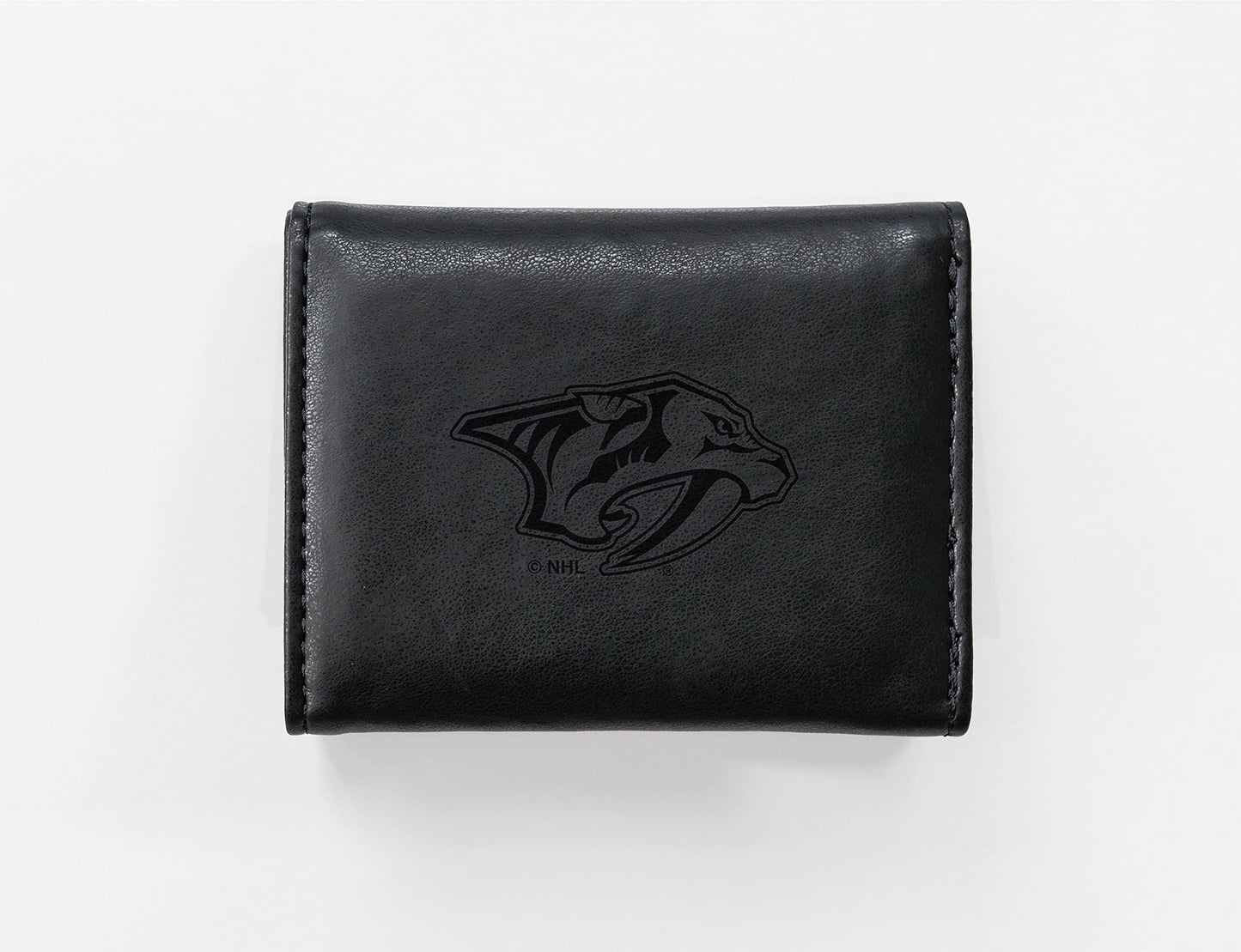 Hockey Rico Industries Nashville Predators Black Laser Engraved Trifold Laser Engraved Tri-Fold Wallet - Men's Accessory