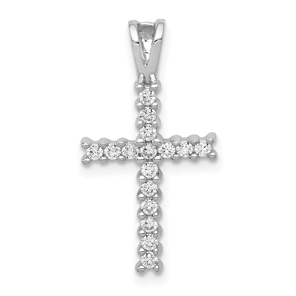 14k White Gold 1/4 carat Lab Grown Diamond VS/SI+ G+ Cross Pendant