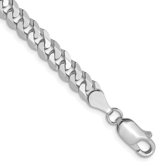 14K White Gold 4.5mm Flat Beveled Curb Chain 7  inches