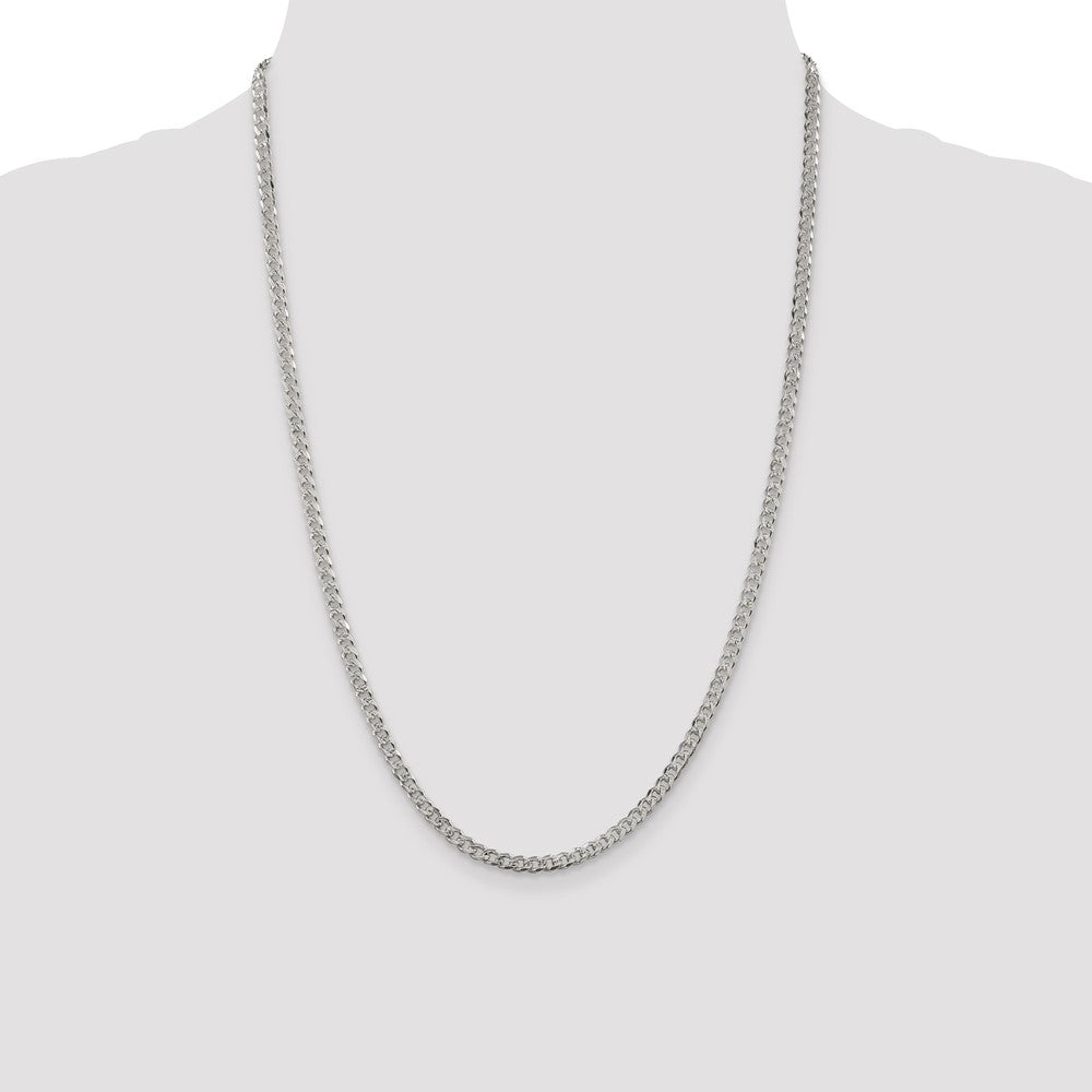 Sterling Silver 3.8mm Pav‚ Curb Chain 24 Inches