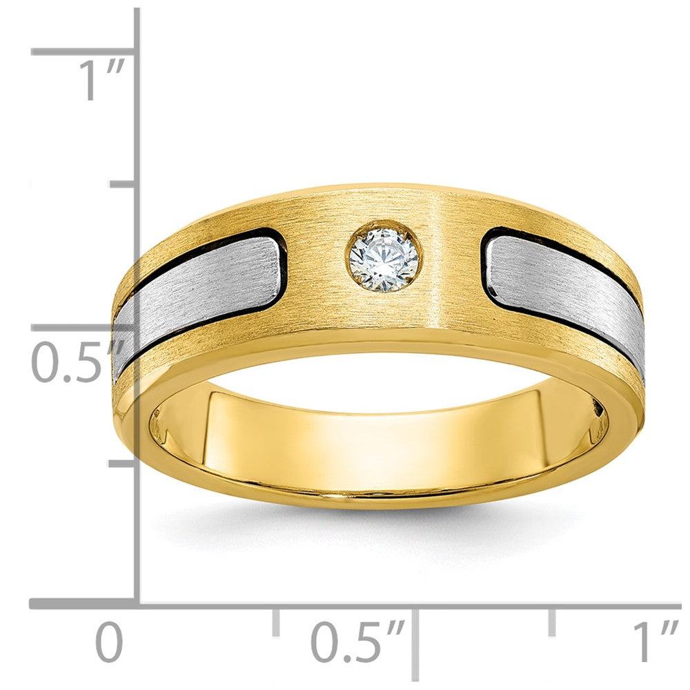 14k Two-tone IBGoodman Men's Polished and Satin Diamond Ring Mounting