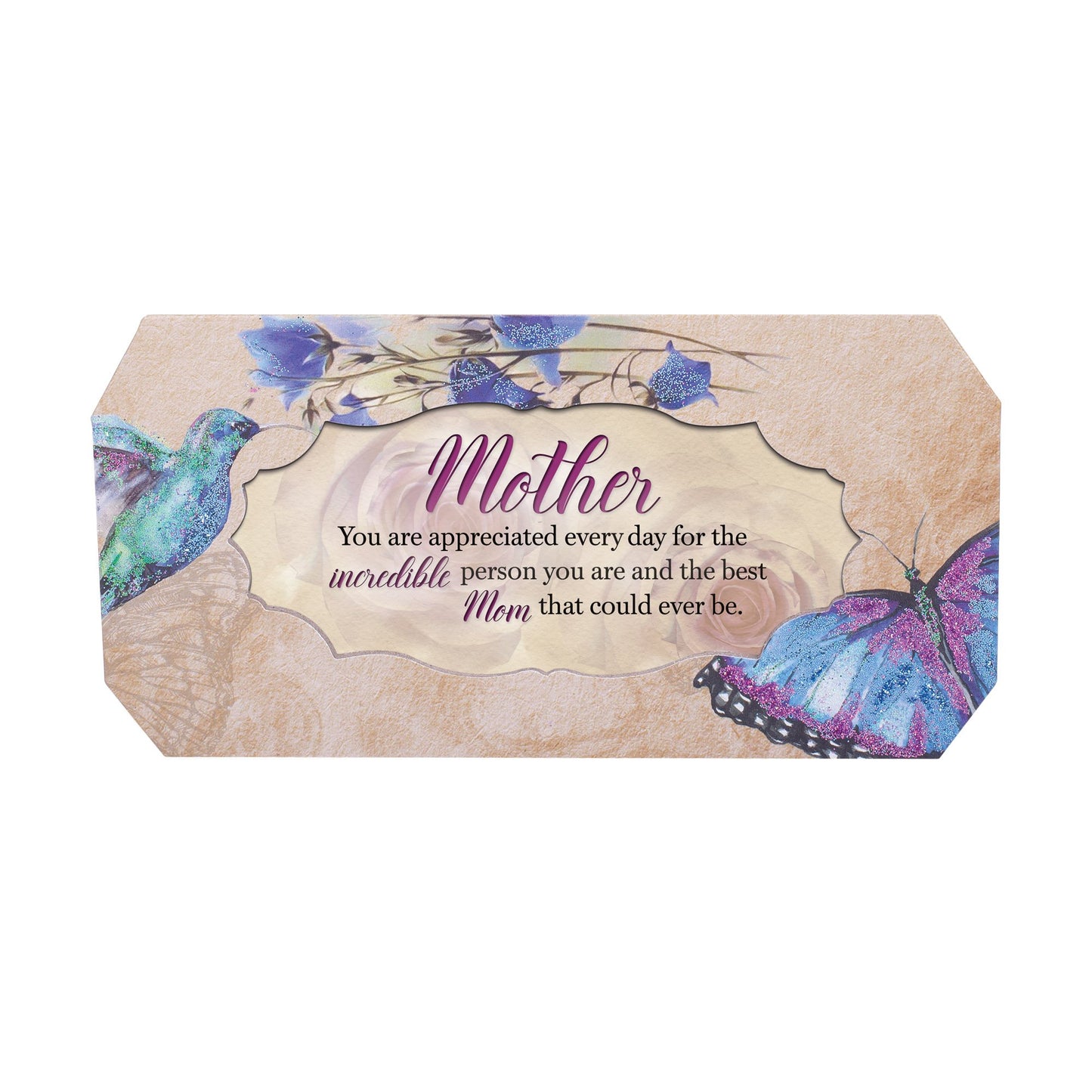 Cottage Garden Mother Incredible Person Butterfly and Bird Glitter Music Box Plays Wind Beneath My Wings