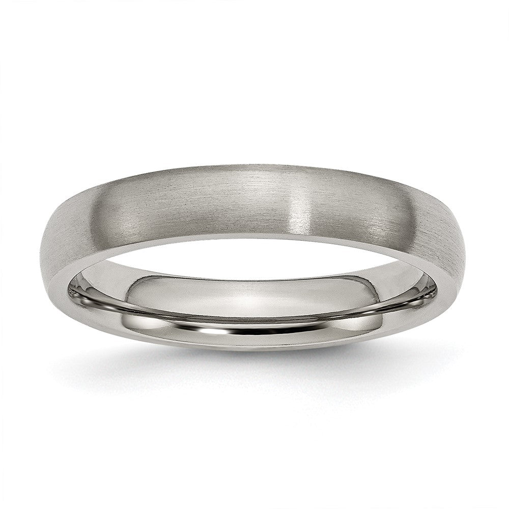 Titanium Brushed 4mm Half Round Band Size - 8