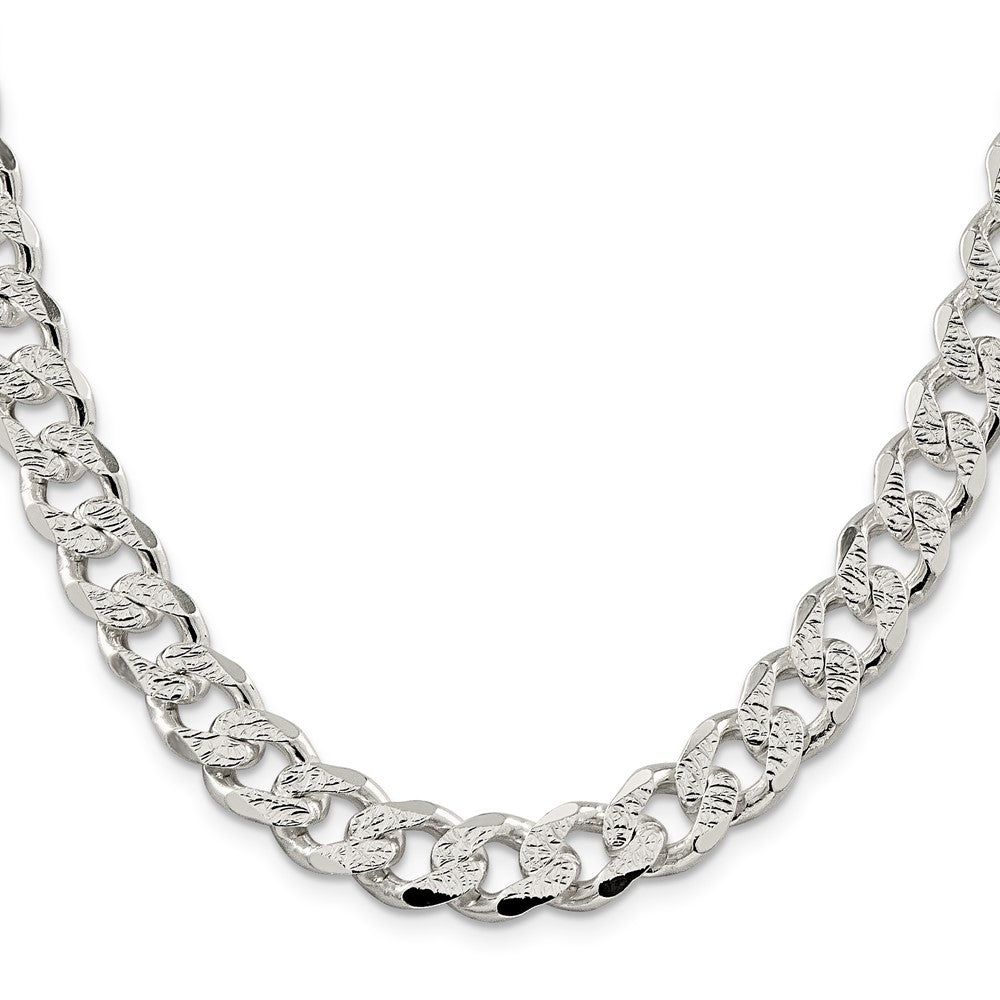 Sterling Silver 11.0mm Pav‚ Curb Chain 24 Inches