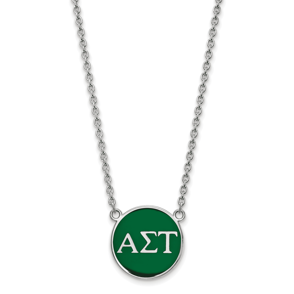 Sterling Silver 18in Official Licensed Greek Sororities Alpha Sigma Tau (???) Small Enamel Pendant w/Necklace