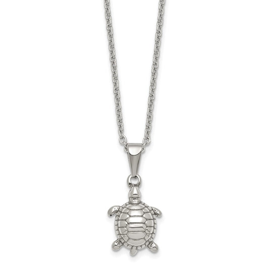 Stainless Steel Polished Turtle 22in Necklace