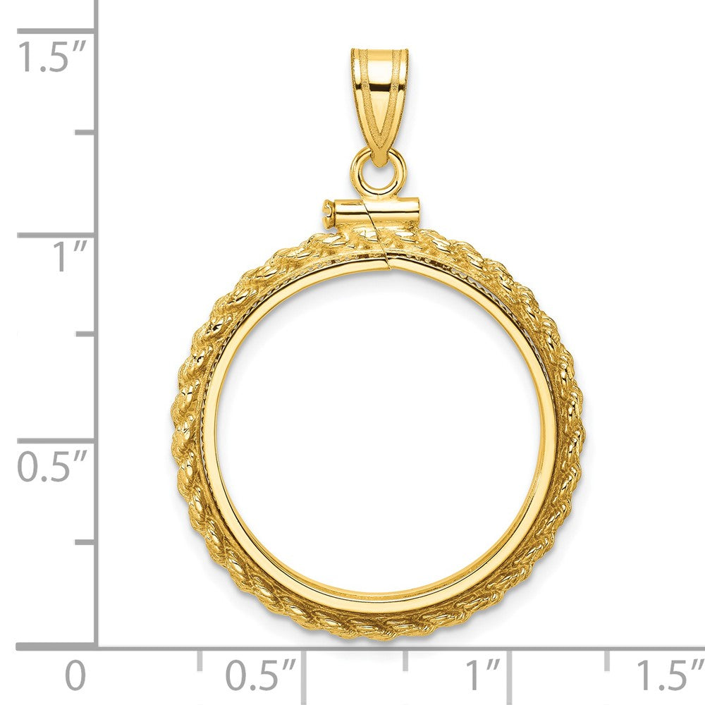 Wideband Distinguished Coin Jewelry 14k Polished Casted Rope 22.0mm x 1.9mm Screw Top Coin Bezel Pendant