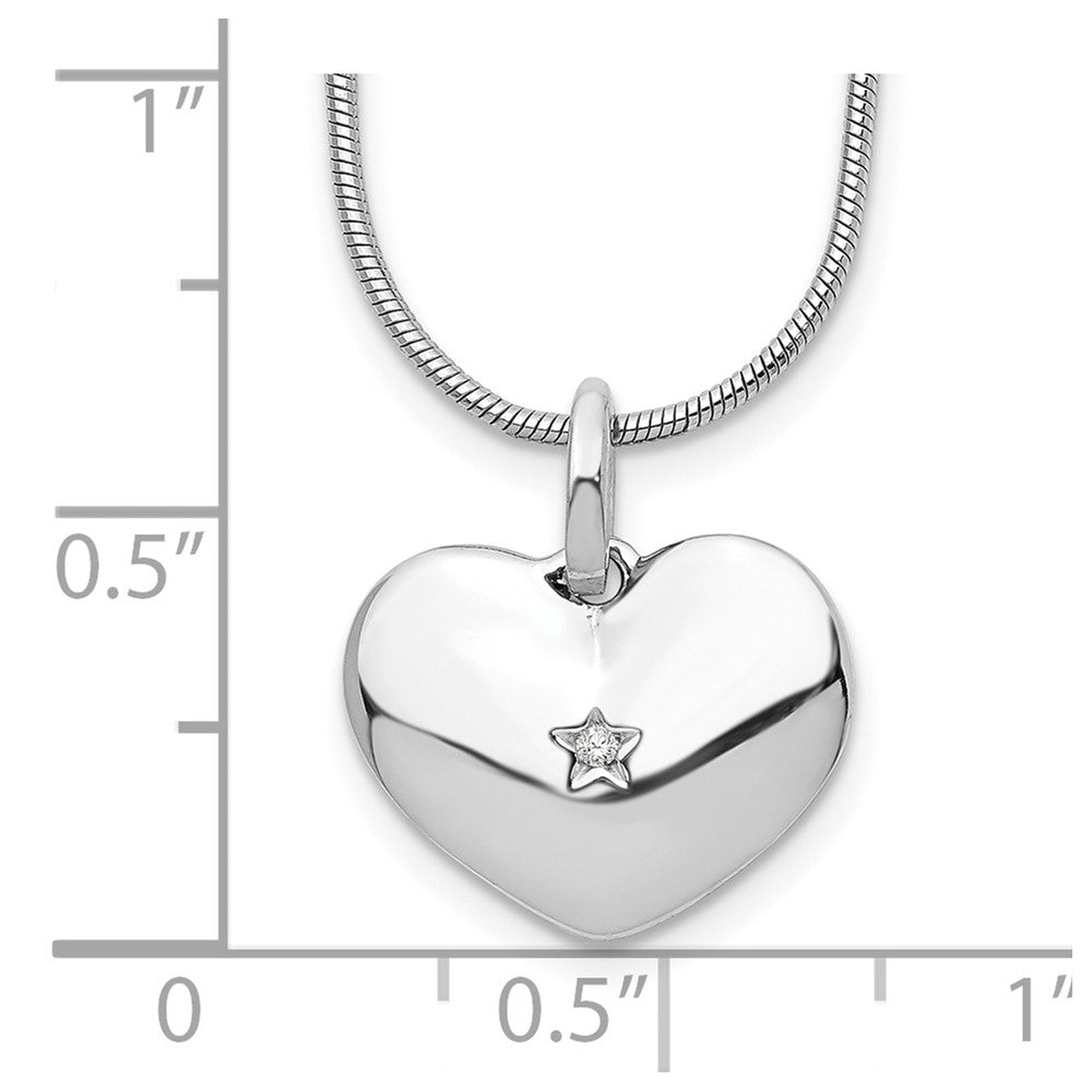 White Ice Sterling Silver Rhodium-plated 18 Inch Diamond Heart Necklace with 2 Inch Extender 18 Inches