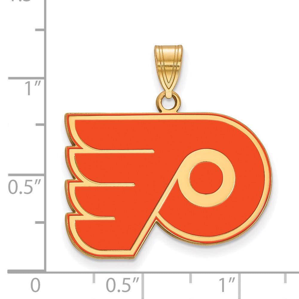 Sterling Silver Gold Plated NHL LogoArt Philadelphia Flyers Enamel Pendant