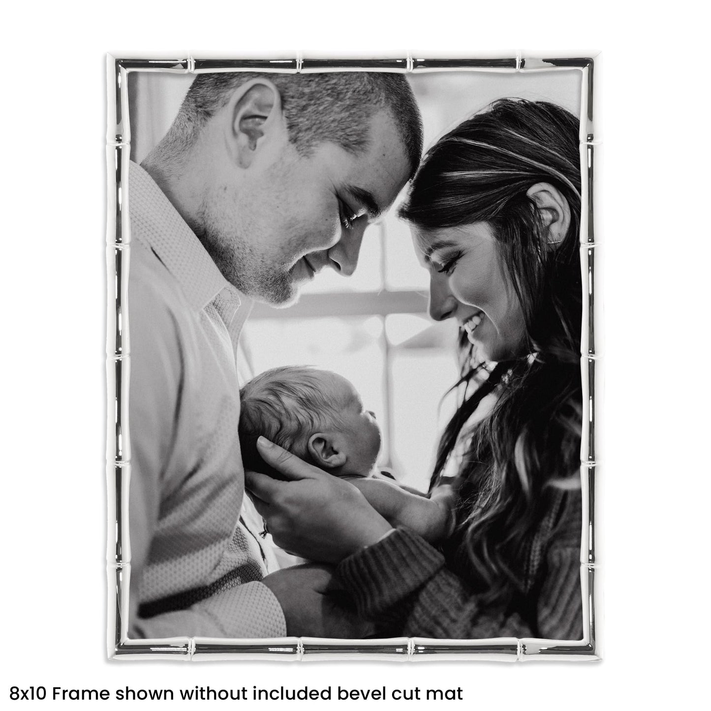 Lawrence Frames 710180 Silver Metal Bamboo 8x10 Matted for 5x7 Picture Frame