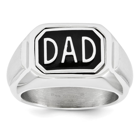 Stainless Steel 12 mm Black IP Flip Top Dad & DC Ring