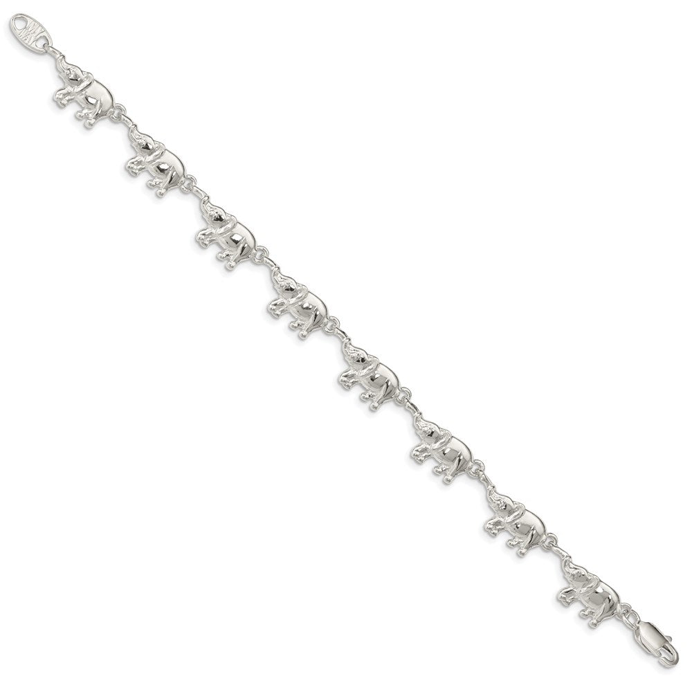 Sterling Silver Elephants Bracelet 7 inches
