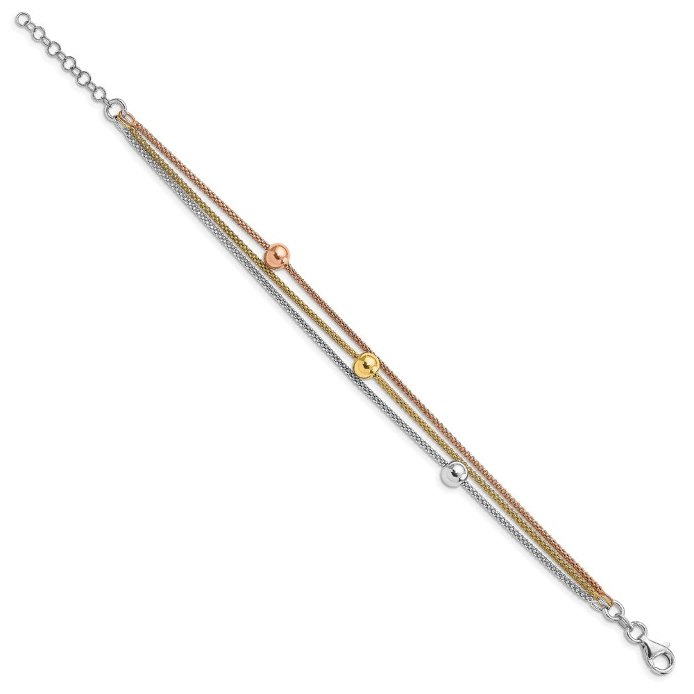 Sterling Silver Rose & Yellow Gold-plated w/ 1in ext Bracelet 8  inches