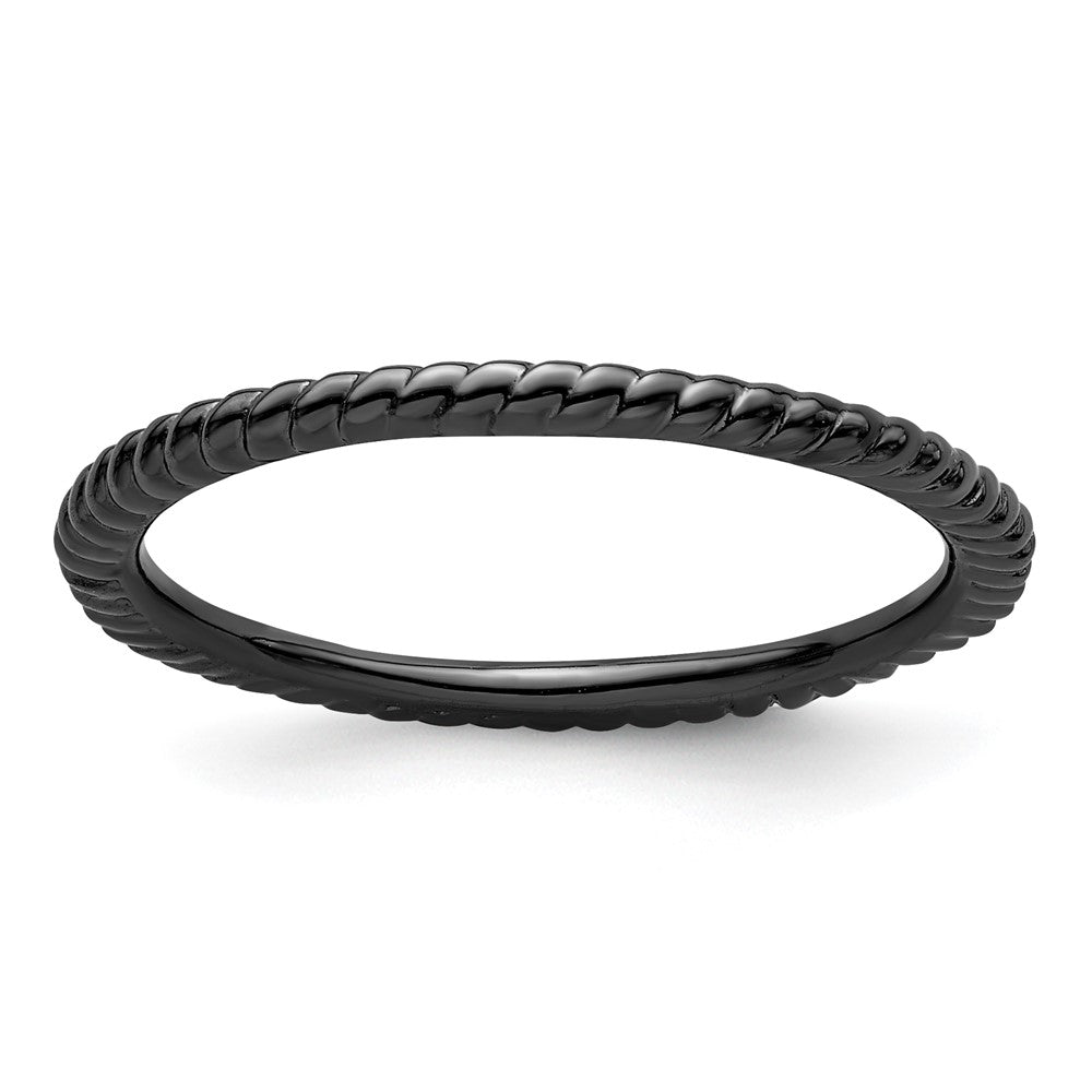Sterling Silver Stackable Expressions Black-plated Twisted Ring Size -6