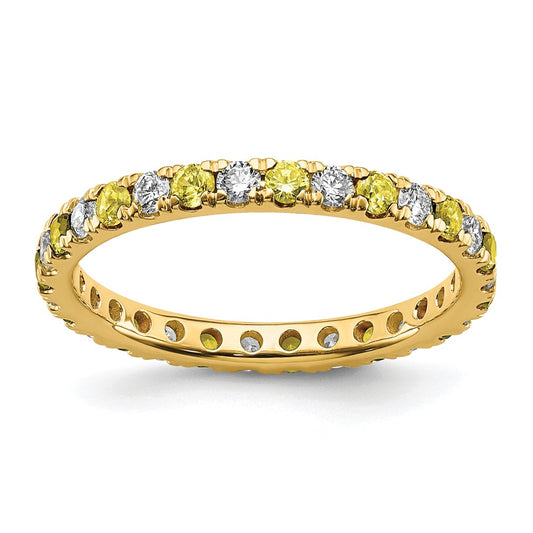 14k 3/8 carat Lab Grown Diamond VS/SI+ G+ and Lab Created Yellow Sapphire Size 5 Eternity Band