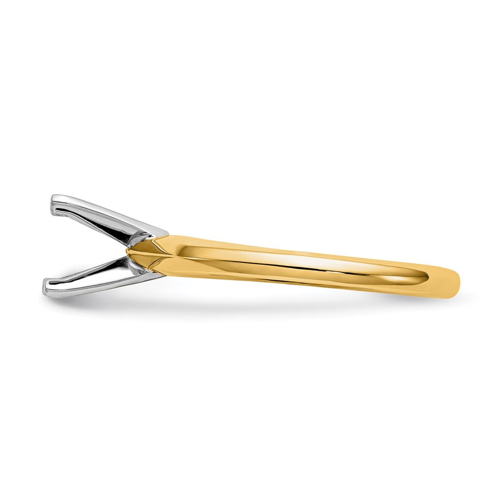 14k Two-Tone 2 carat Lightweight Knife Edge/Half-Round 4-Prong Round Solitaire Ring Mounting