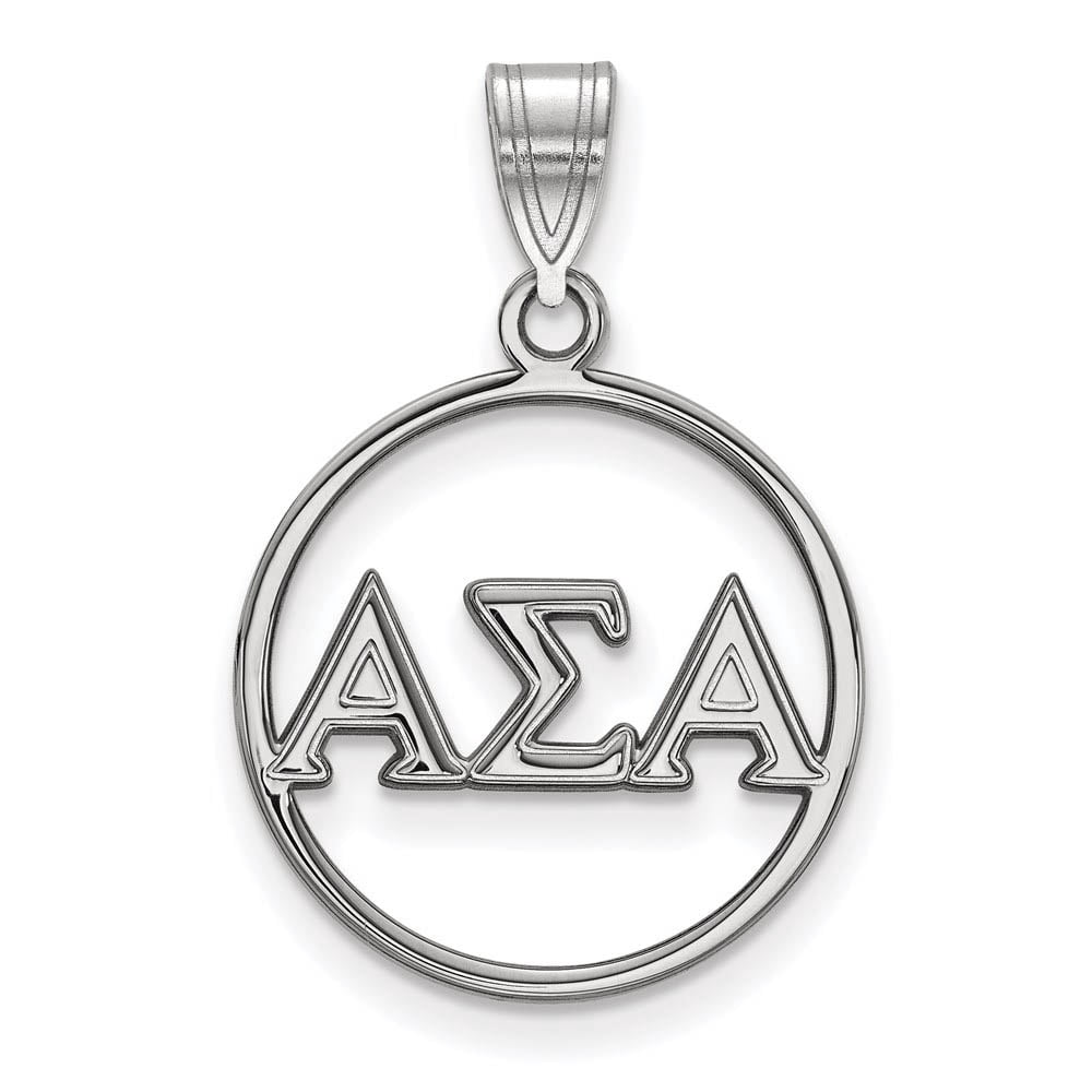 Sterling Silver Official Licensed Greek Sororities Alpha Sigma Alpha (???) Small Circle Pendant