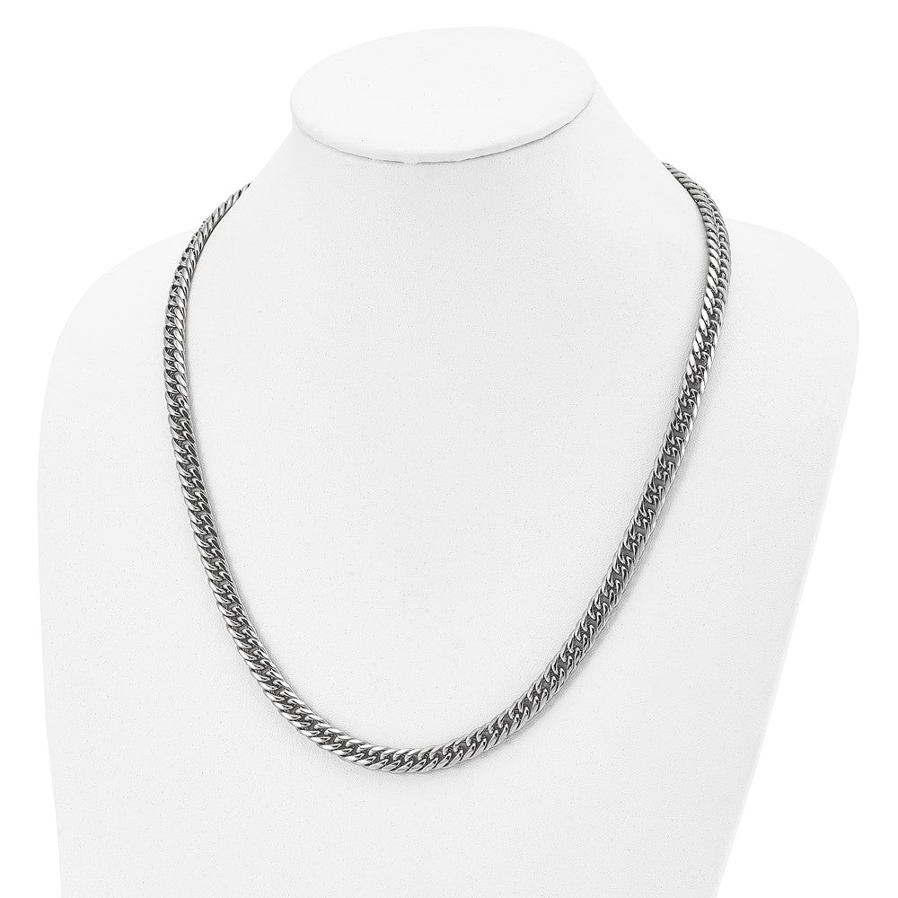 Stainless Steel Polished 24in Double Curb Chain Necklace