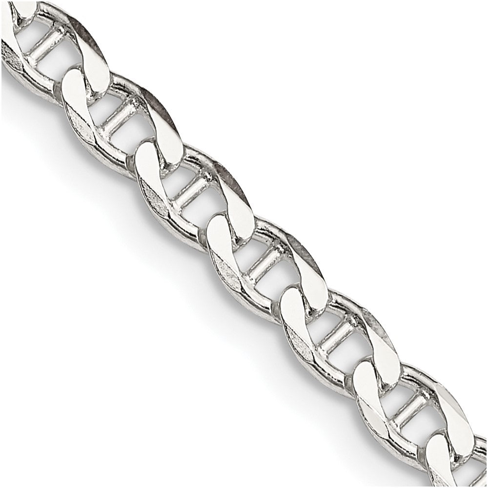 Sterling Silver 4.0mm D/C Flat Anchor Curb Chain 20 Inches