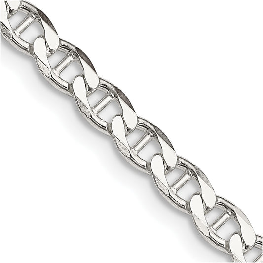 Sterling Silver 4.0mm D/C Flat Anchor Curb Chain 20 Inches
