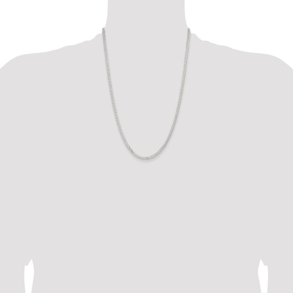 Sterling Silver 3.15mm Flat Curb Chain 24 Inches