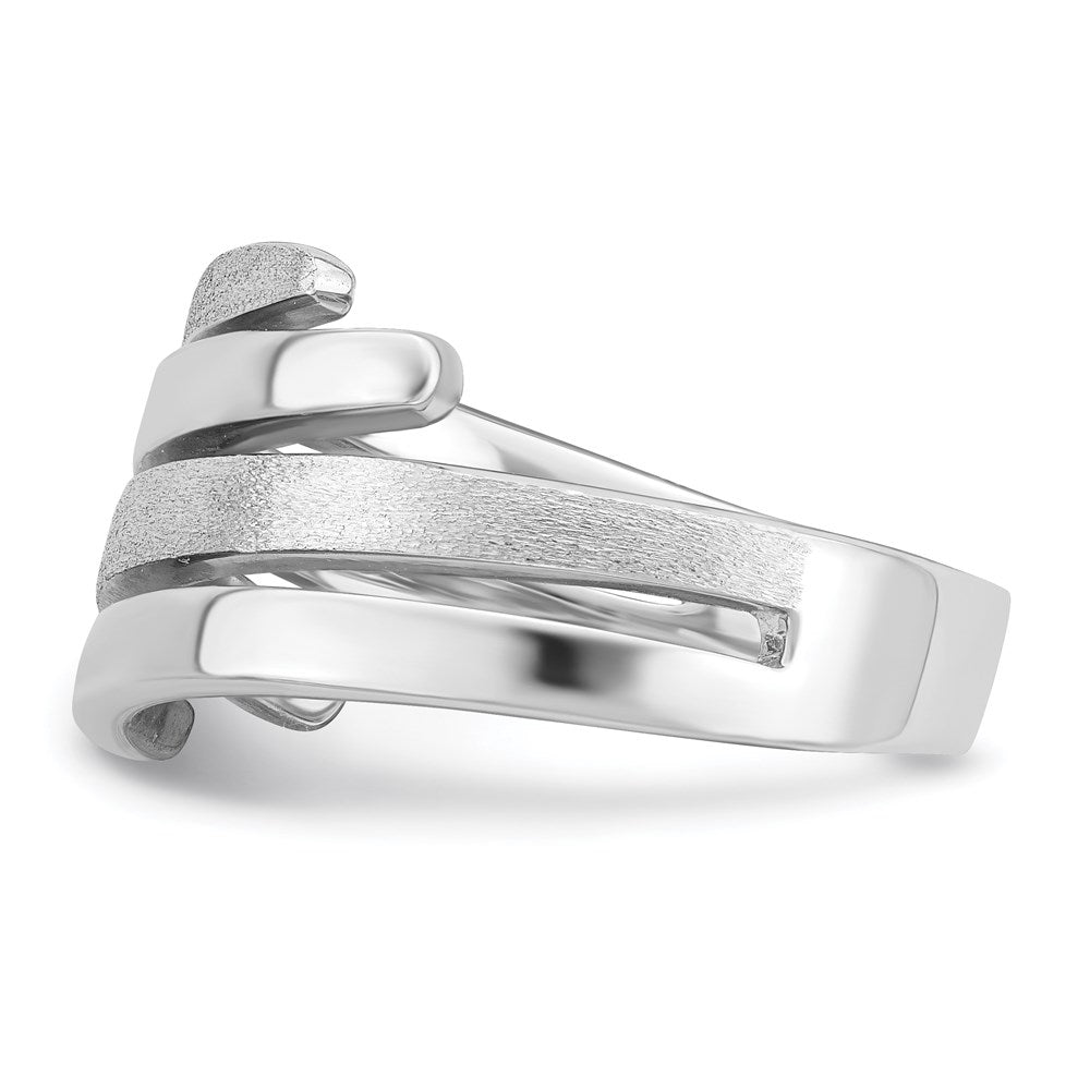 Sterling Silver Rhodium-plated Polished and Brushed Ring