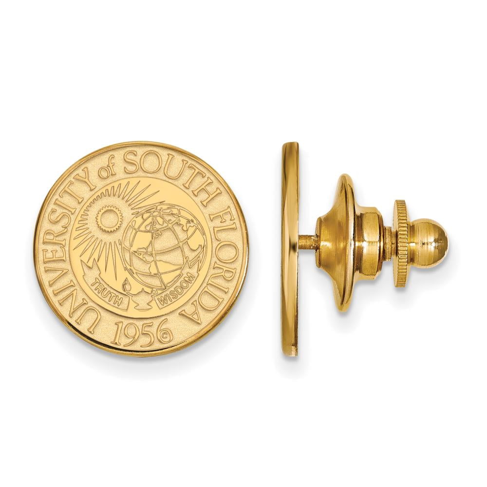 Sterling Silver Gold-plated LogoArt University of South Florida Crest Lapel Pin QGP021USFL
